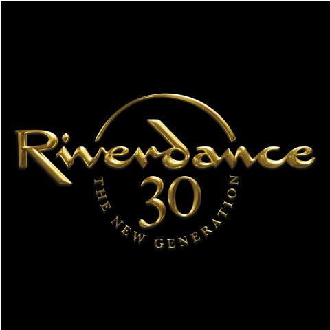 Riverdance logo in gold on black