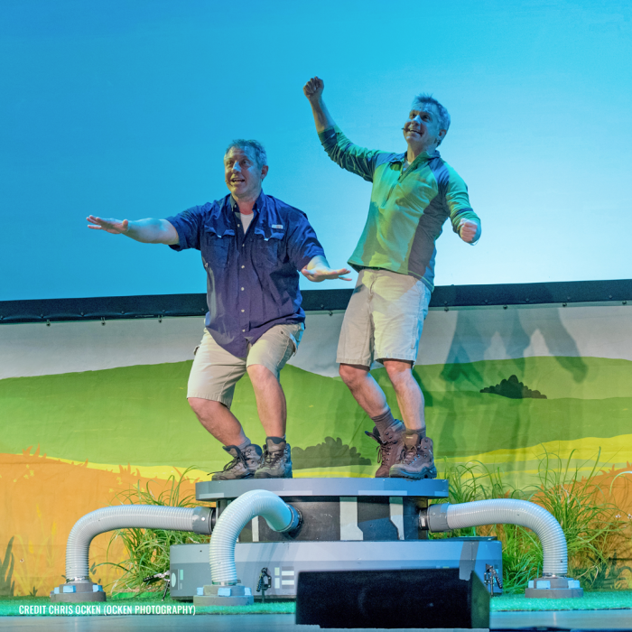 Two Kratts standing on the stage.